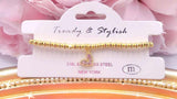 Rhinestone Heart charm Gold beaded bracelet