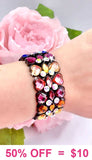 Multi Color Heart stone stretch bracelet