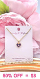 Black Heart bling charm gold necklace