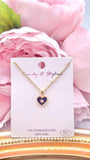 Black Heart bling charm gold necklace