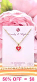 Red Heart bling charm gold necklace