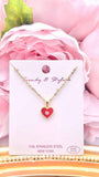 Red Heart bling charm gold necklace