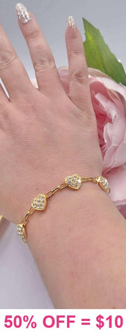 Gold Bling Heart chain bracelet