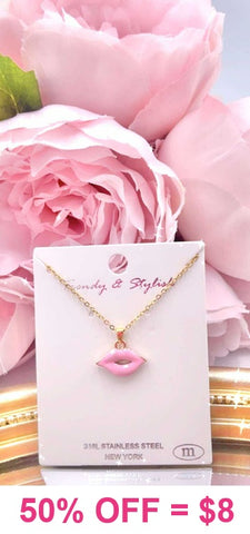 Pink Kiss gold necklace
