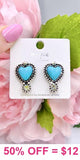 Turquoise stone heart earrings