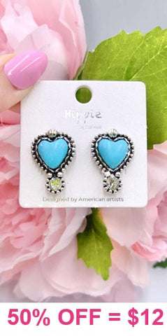 Turquoise stone heart earrings