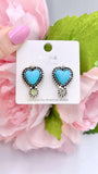 Turquoise stone heart earrings