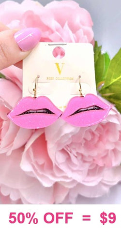 Pink kiss earrings