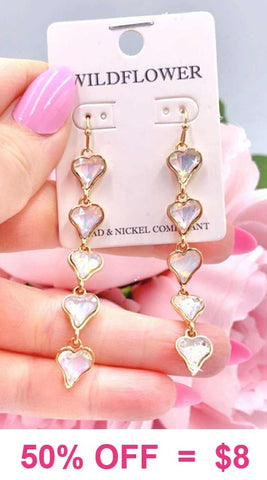 4" inch Dangle Gold Heart earrings