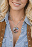 Blue Western Cowgirl heart necklace