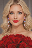 Red Trim Bling tripe heart earrings