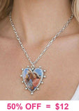 Blue Western Cowgirl heart necklace