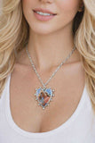 Blue Western Cowgirl heart necklace