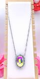 Bling AB Oval silver necklace