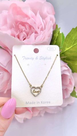 LOVE Heart necklace gold or silver
