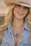 Blue Western Cowgirl heart necklace