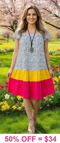 Spotted , color block dress