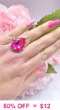 Pink teardrop bling ring