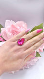 Pink teardrop bling ring