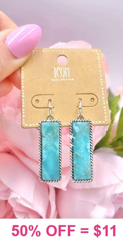 Turquoise rectangle stone earrings