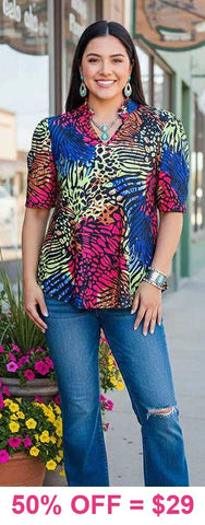 Multi Color Animal Print Top