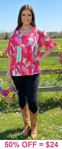 Pink painted baby doll top