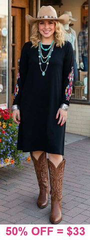 Black dress tribal embroidery sleeves