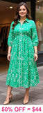 Green floral maxi dress