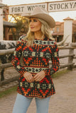 L, XL, 2X 3X NEW Tribal print long sleeve top