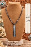 Silver mini Navajo pearl necklace with Bling bar pendant