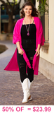 Pink Duster with side slits