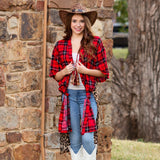 * Red Plaid & Leopard Kimono *
