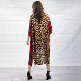* Red Plaid & Leopard Kimono *