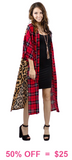 * Red Plaid & Leopard Kimono *