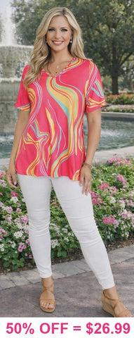 Pink & Yellow Swirl top