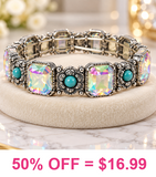 Silver, Rectangle Bling, Turquoise stretch bracelet