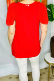 Red top with Georgette sleeves