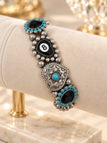 8 Ball, Turquoise Heart stretch bracelet