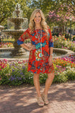 S,M,L - Tangerine Floral Flutter Tunic