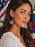 USA Flag beaded heart earrings