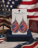 USA Flag earrings with bling trim