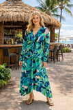 Green & Blue twist Dress With Shark Bite Hem