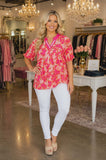 S, M, 3X Pink floral baby doll striped v-neck