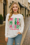 2X, 3X MERRY Christmas white long sleeve top