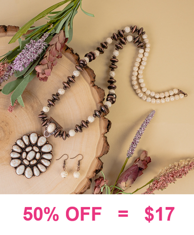 Copper & Cream necklace with Concho pendant