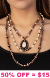 Copper & Cream 3 Strand Necklace with pendant