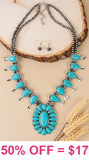 Silver & Turquoise concho squash necklace