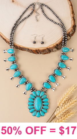 Silver & Turquoise concho squash necklace