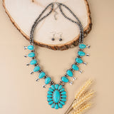 Silver & Turquoise concho squash necklace