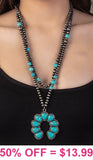 Medium Turquoise Squash pendant Silver 2 Strand Necklace